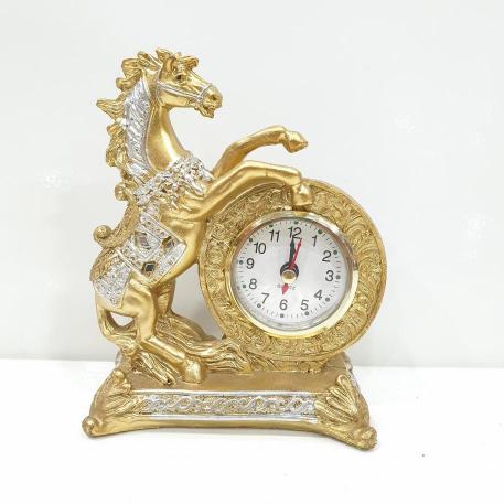 RELOJ CABALLO DORADO 15CM