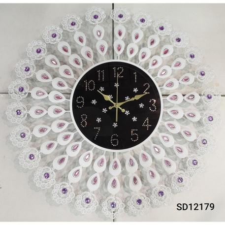 RELOJ DE PARED PLUMAS BLANCO OJO VIOLETA