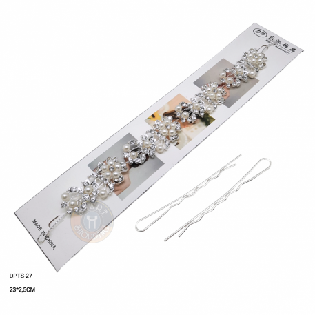 TOCADOS GUIAS CON STRASS Y FLOR PERLA