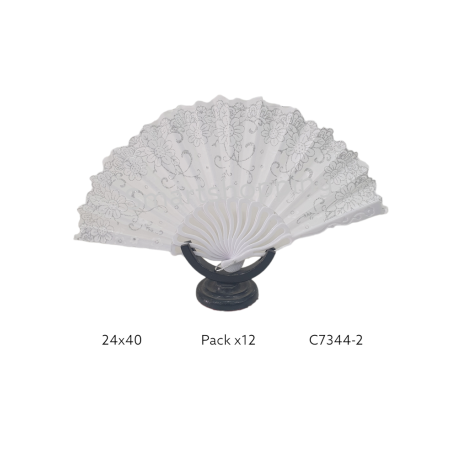 ABANICO TELA BLANCO X12
