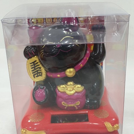 GATO FORTUNA SOLAR NEGRO 10CM