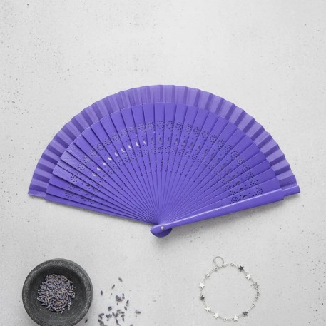 ABANICO MADERA LISO VIOLETA