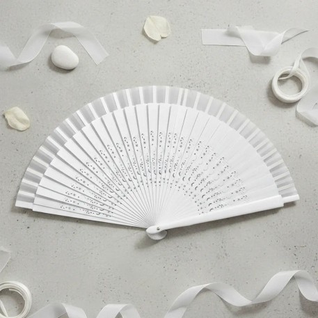 ABANICO MADERA LISO BLANCO