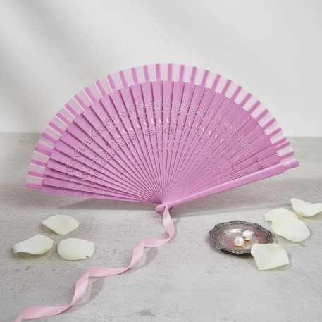 ABANICO MADERA LISO ROSA