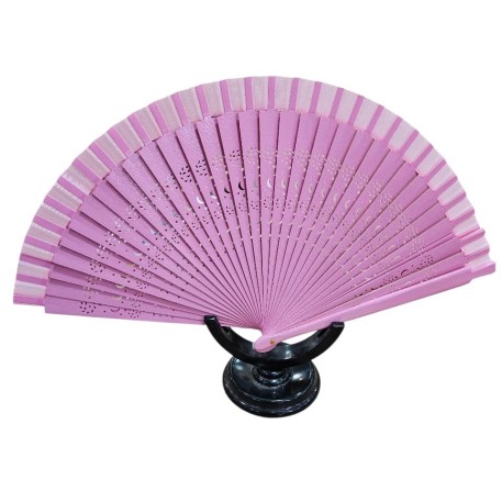 ABANICO MADERA LISO ROSA