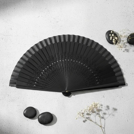 ABANICO MADERA LISO NEGRO