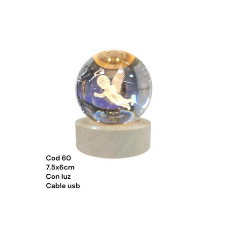 BOLA CRISTAL 3D 6CM CON LED