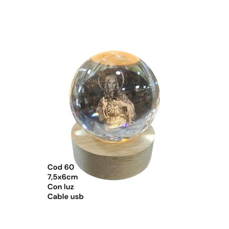 BOLA CRISTAL 3D 6CM CON LED