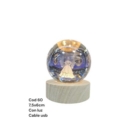 BOLA CRISTAL 3D 6CM CON LED