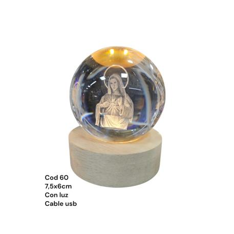 BOLA CRISTAL 3D 6CM CON LED