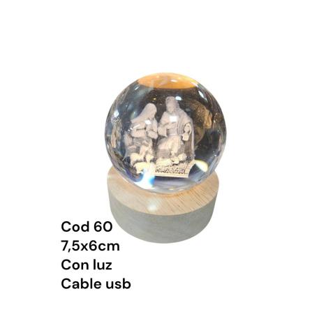 BOLA CRISTAL 3D 6CM CON LED