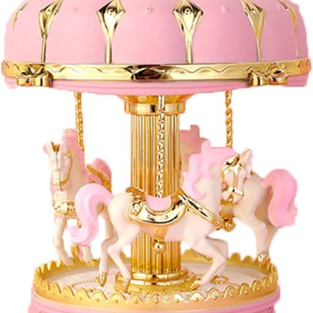 CAJA MUSICAL CARRUSEL CALESITA ROSA
